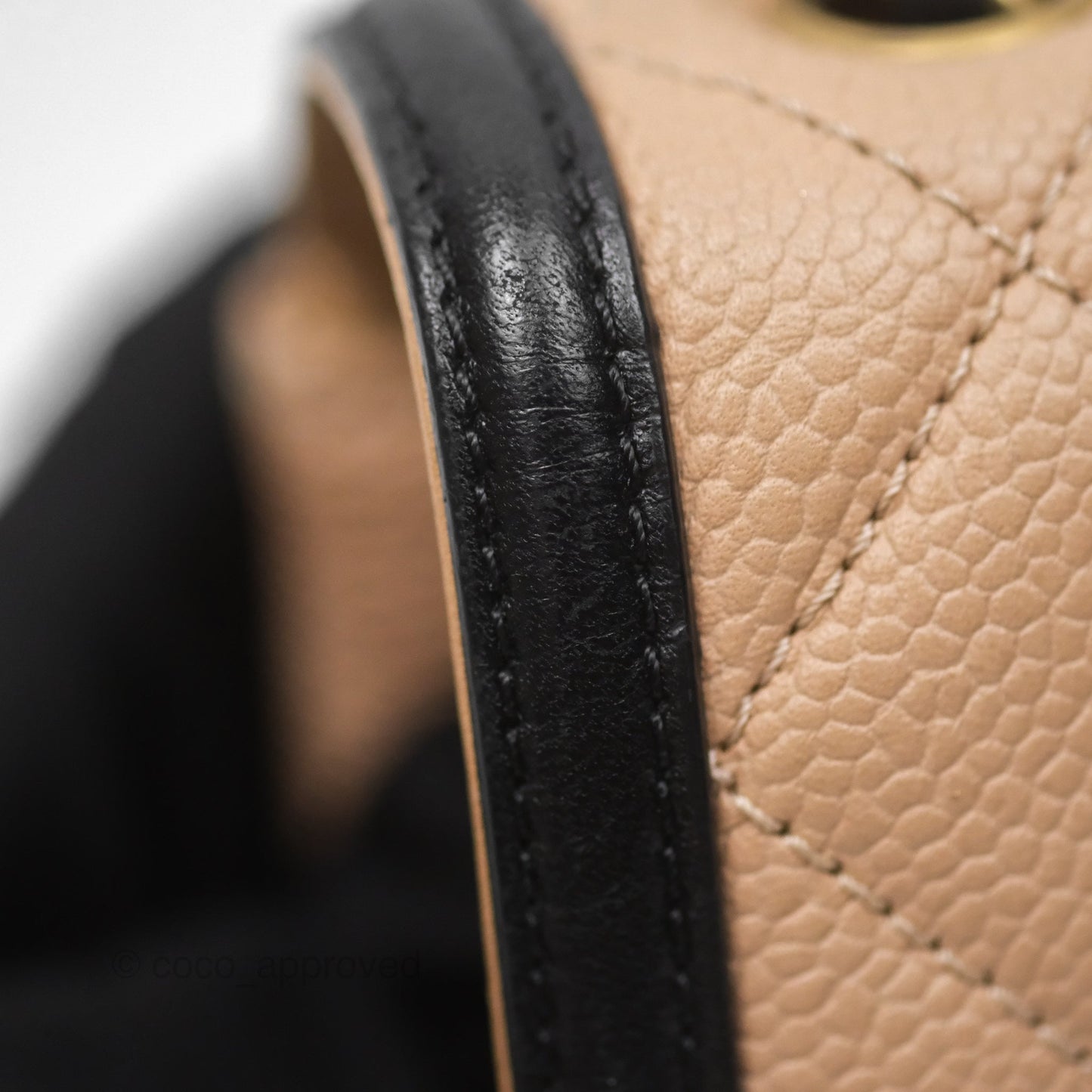Chanel Small CC Filigree Flap Quilted Beige Black Caviar