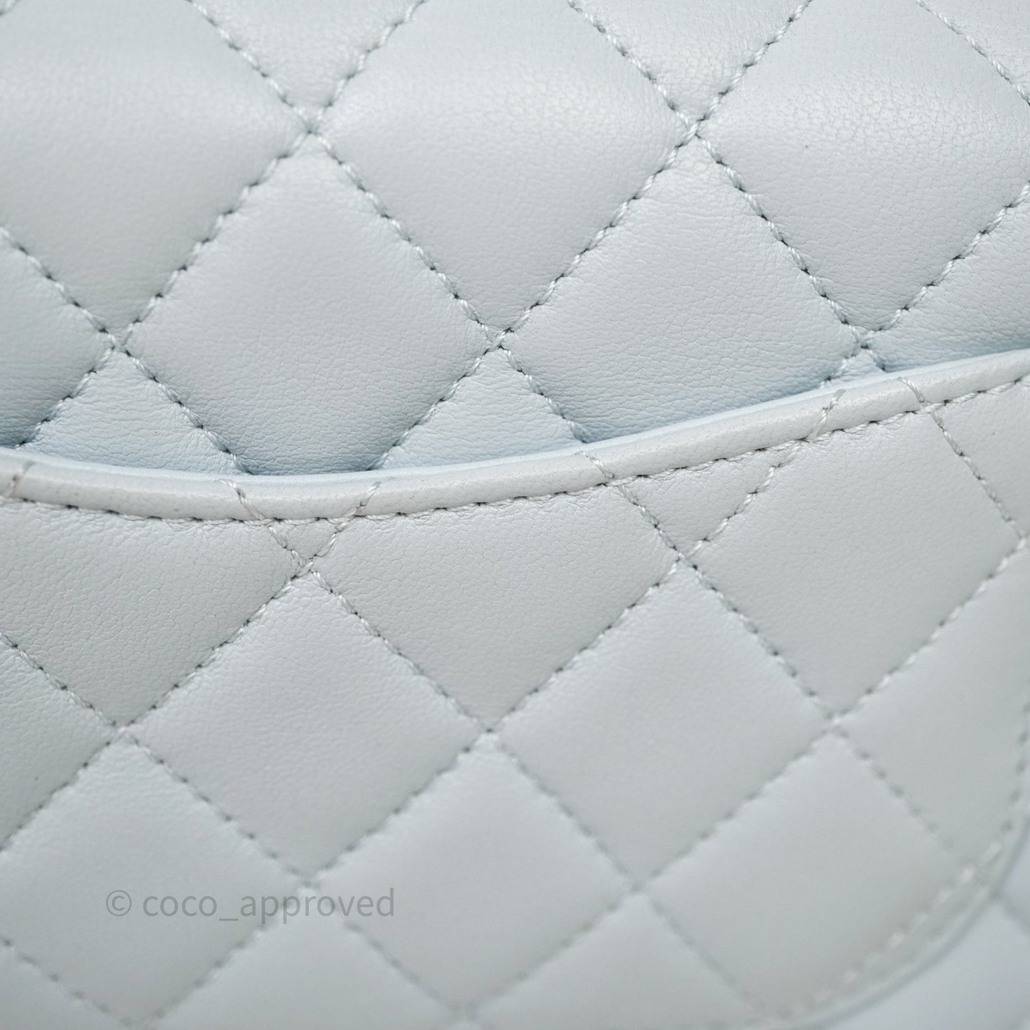 Chanel Pearl Crush Mini Rectangular Light Blue Lambskin Aged Gold Hardware