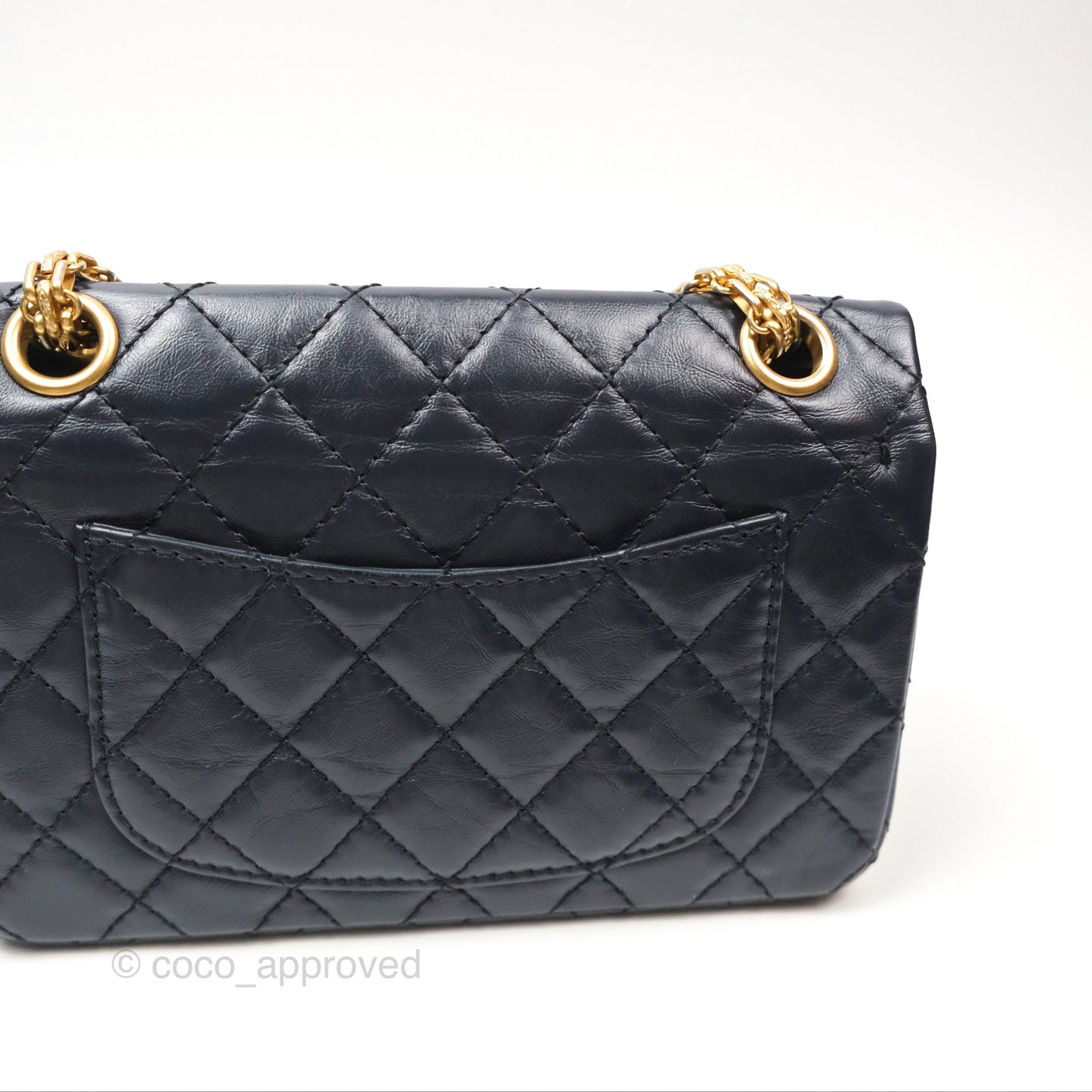 Chanel Mini Reissue 224 Navy Aged Calfskin Aged Gold Hardware