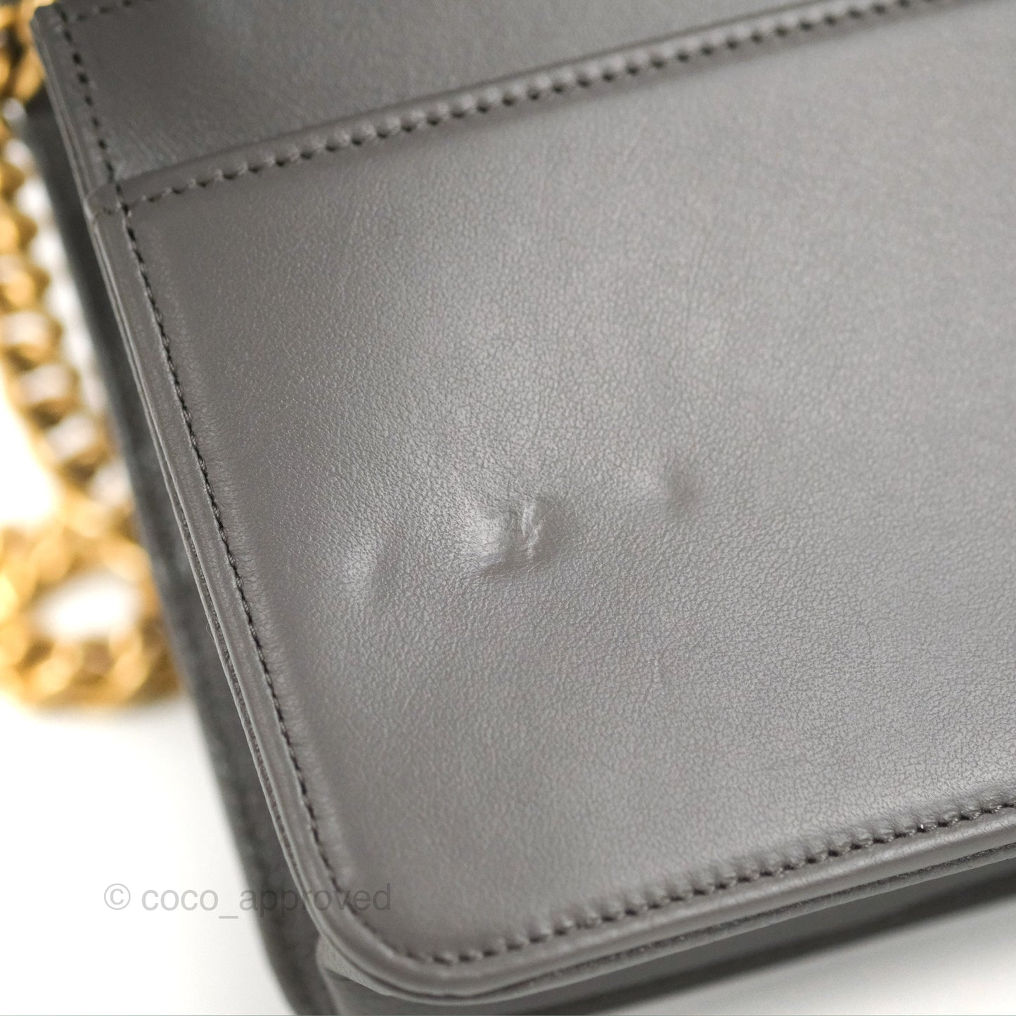 Chanel Quilted Boy Wallet on Chain WOC Dark Grey Caviar Gold Hardware