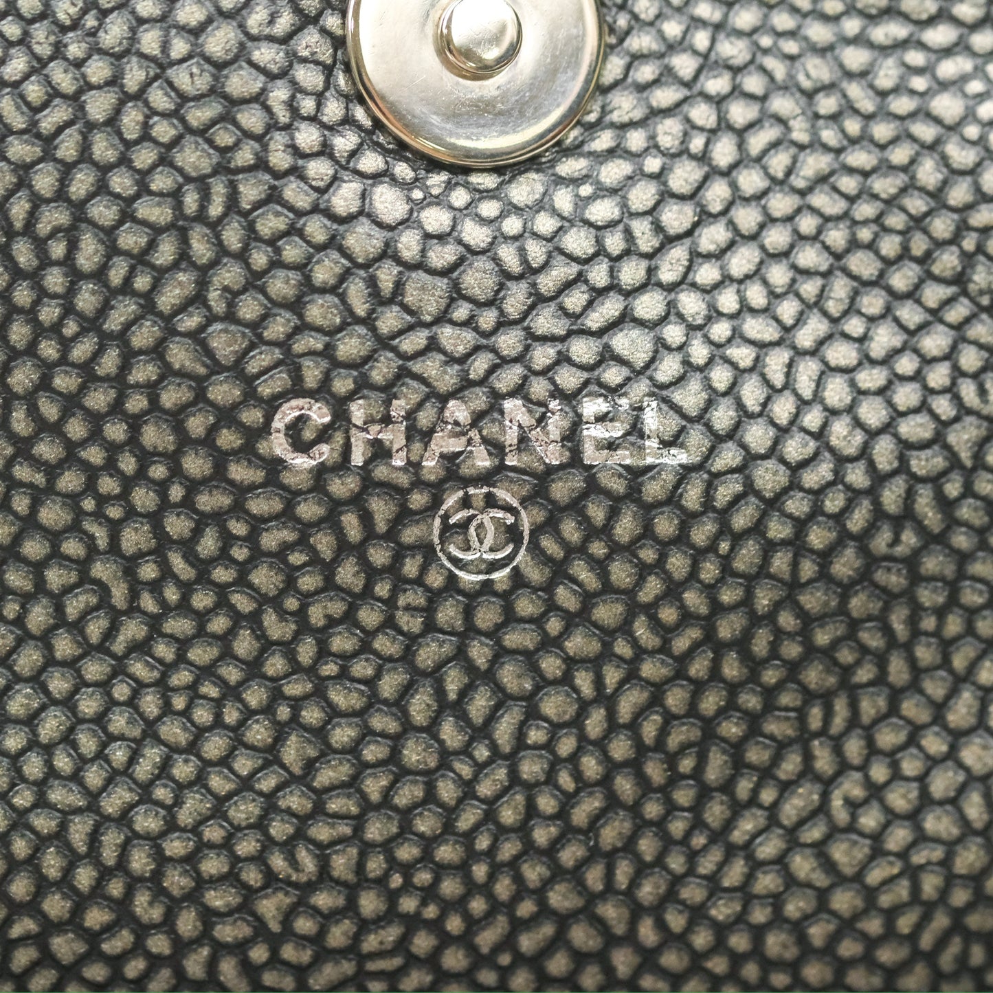 Chanel Half Moon Wallet on Chain WOC Metallic Dark Grey Caviar Silver Hardware