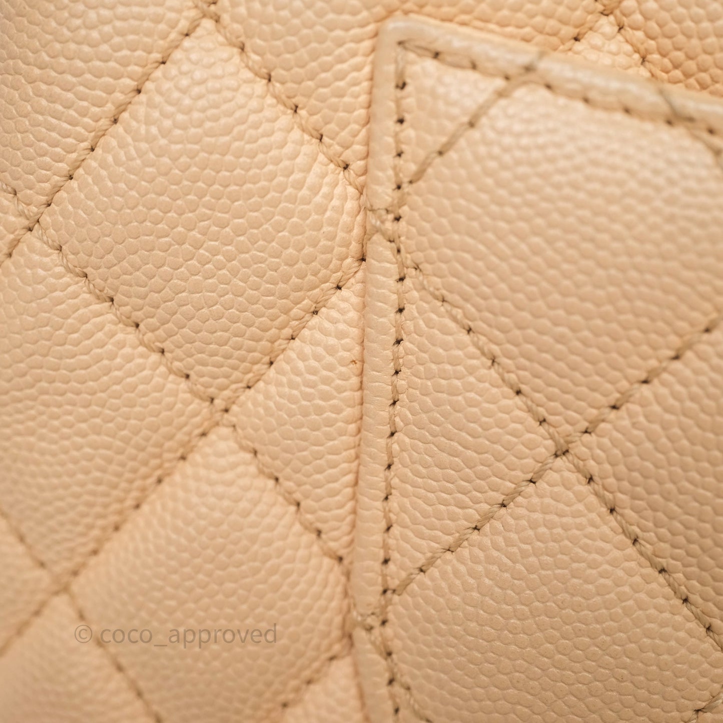Chanel Small Coco Handle Quilted Beige Caviar Aged Gold Hardware