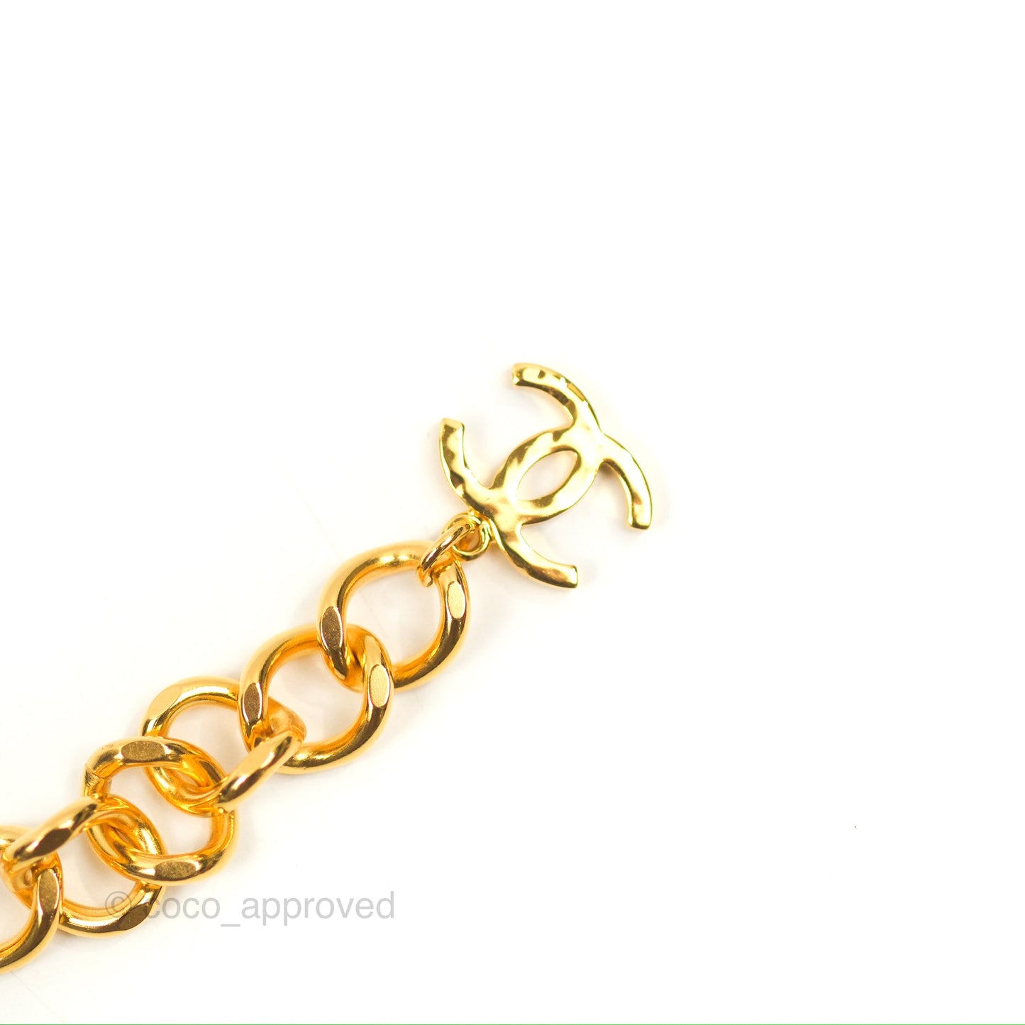 Chanel Chain CC Green Resin Bracelet Gold Tone 20K