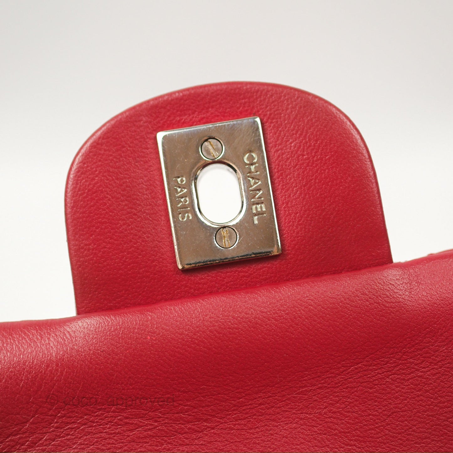 Chanel Quilted Mini Rectangular Flap Red Lambskin Silver Hardware