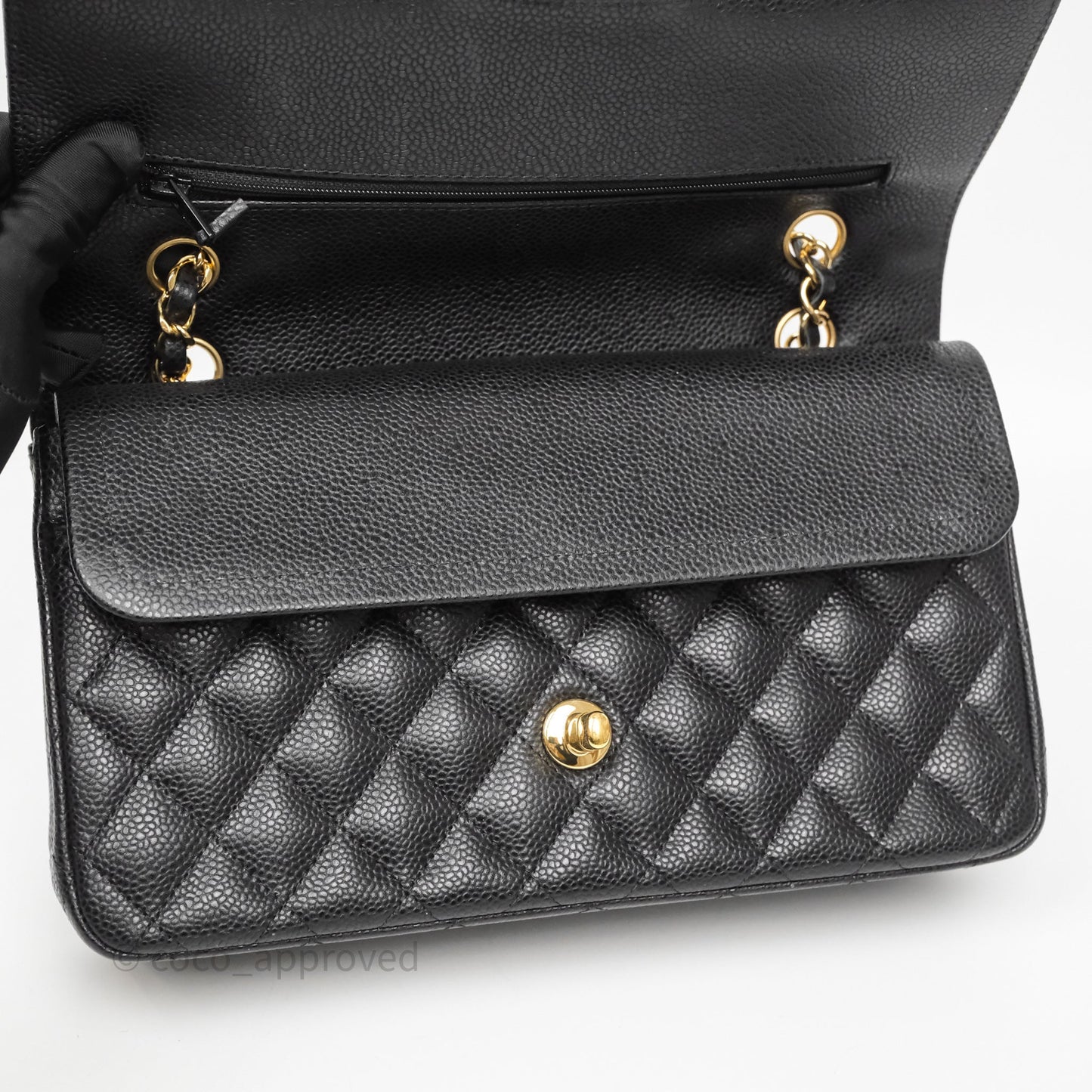 Chanel Classic M/L Medium Flap Quilted Black Caviar Gold Hardware