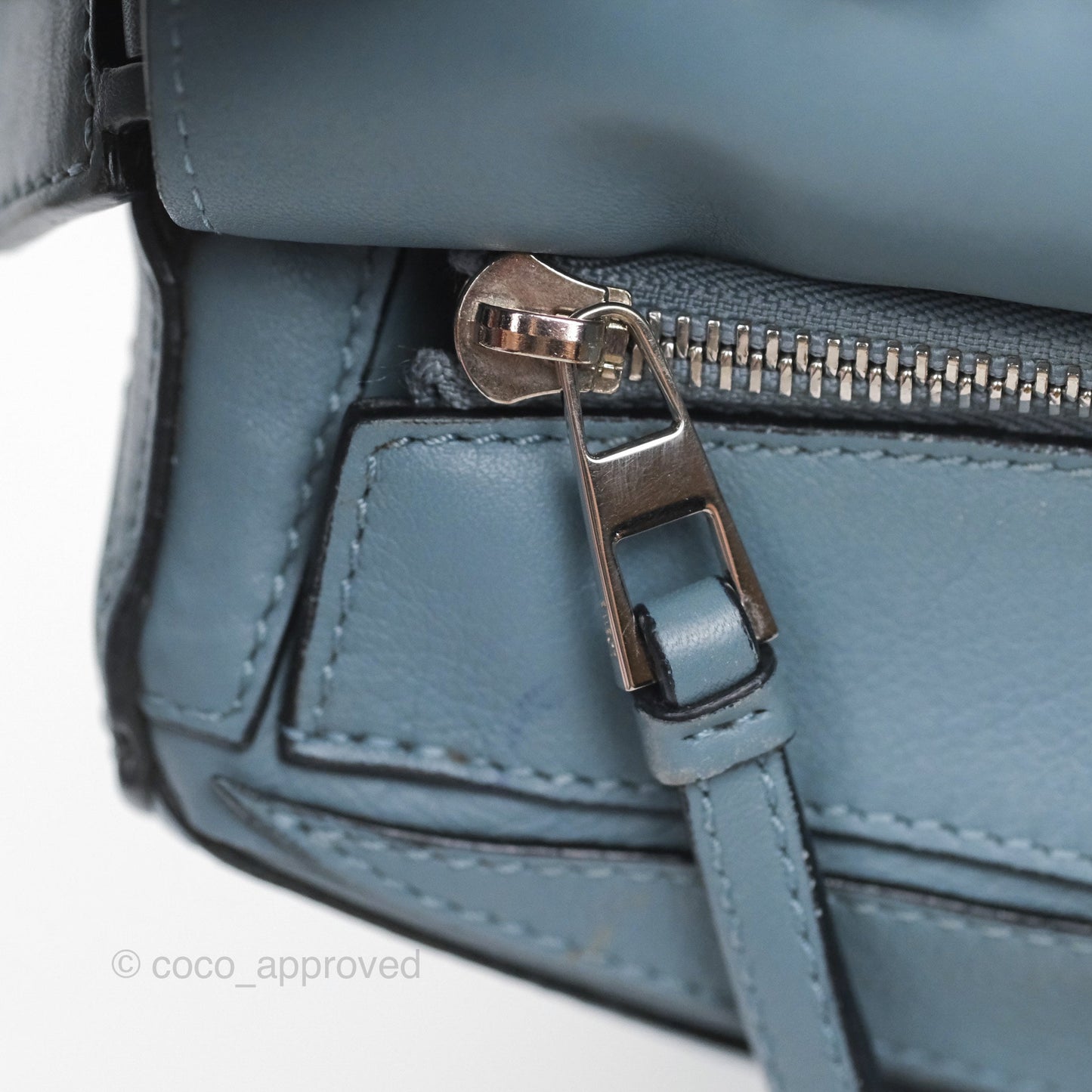 Loewe Medium Puzzle Bag Blue Calfskin Silver Hardware