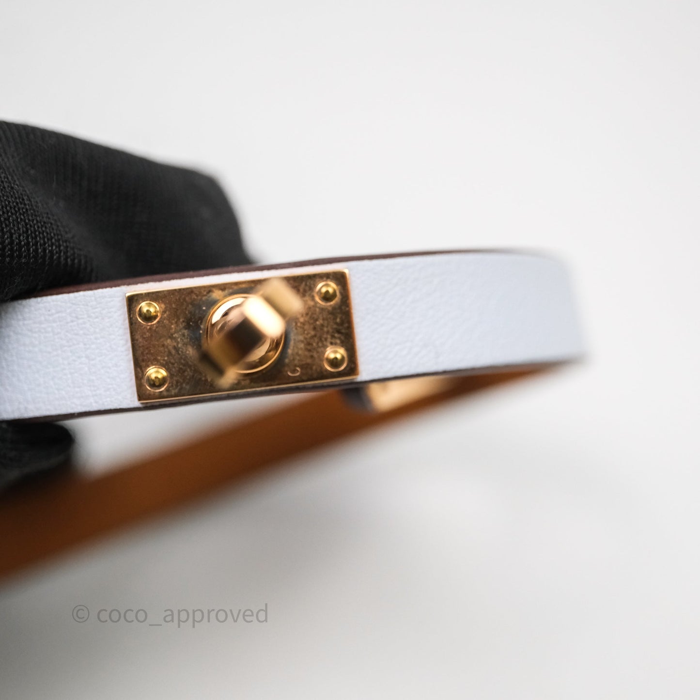 Hermès Kelly Double Tour Bracelet Blue Brume Swift Rose Gold Hardware