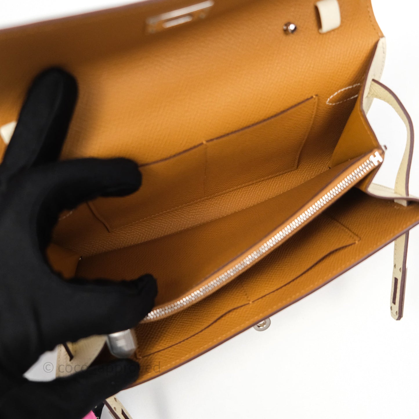 Hermès Kelly To Go Wallet Nata I2/ Sesame 2S Epsom Palladium Hardware