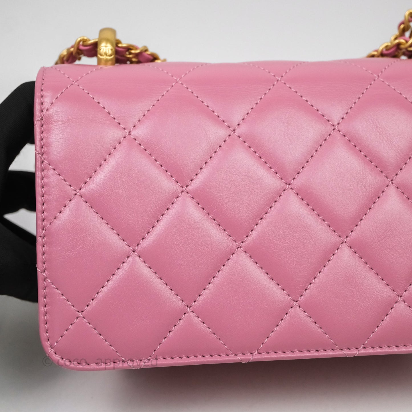 Chanel Quilted Mini Perfect Fit Adjustable Pink Calfskin Gold Hardware