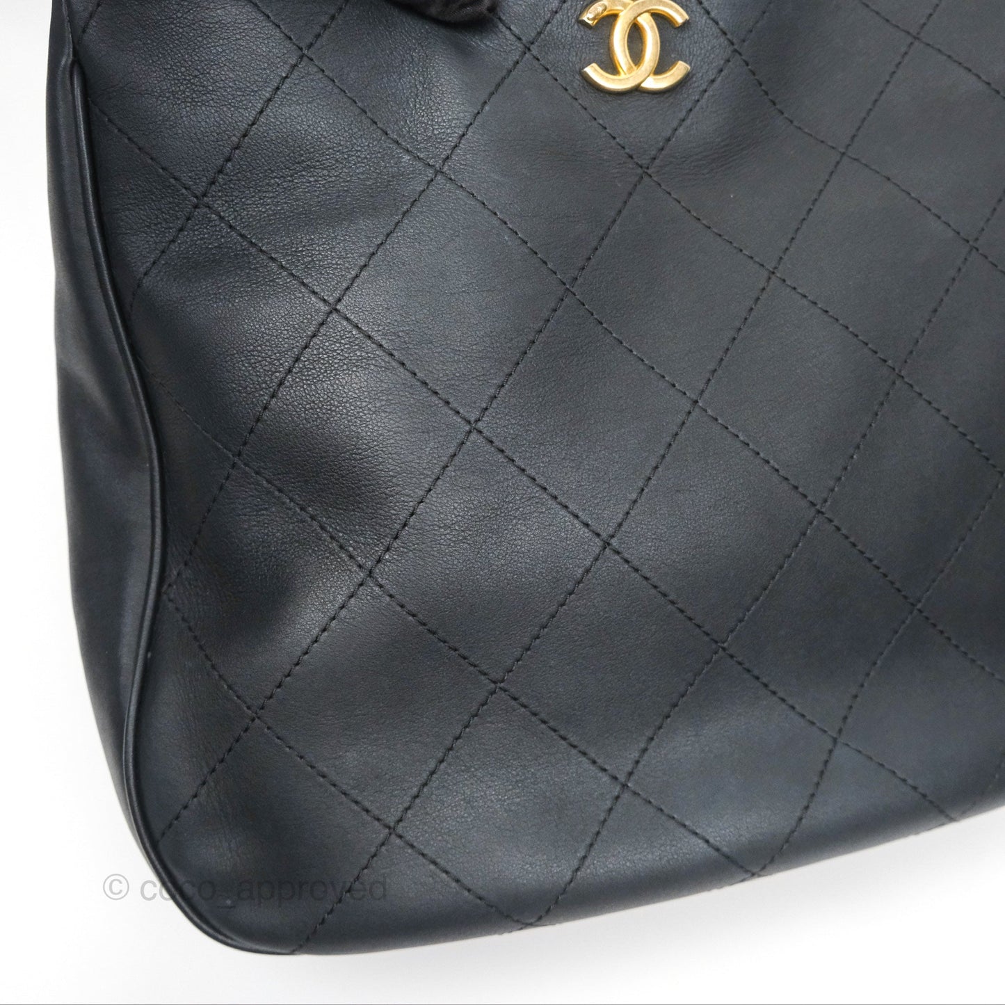 Chanel Large Hobo Tote Lambskin Black Aged Gold Hardware