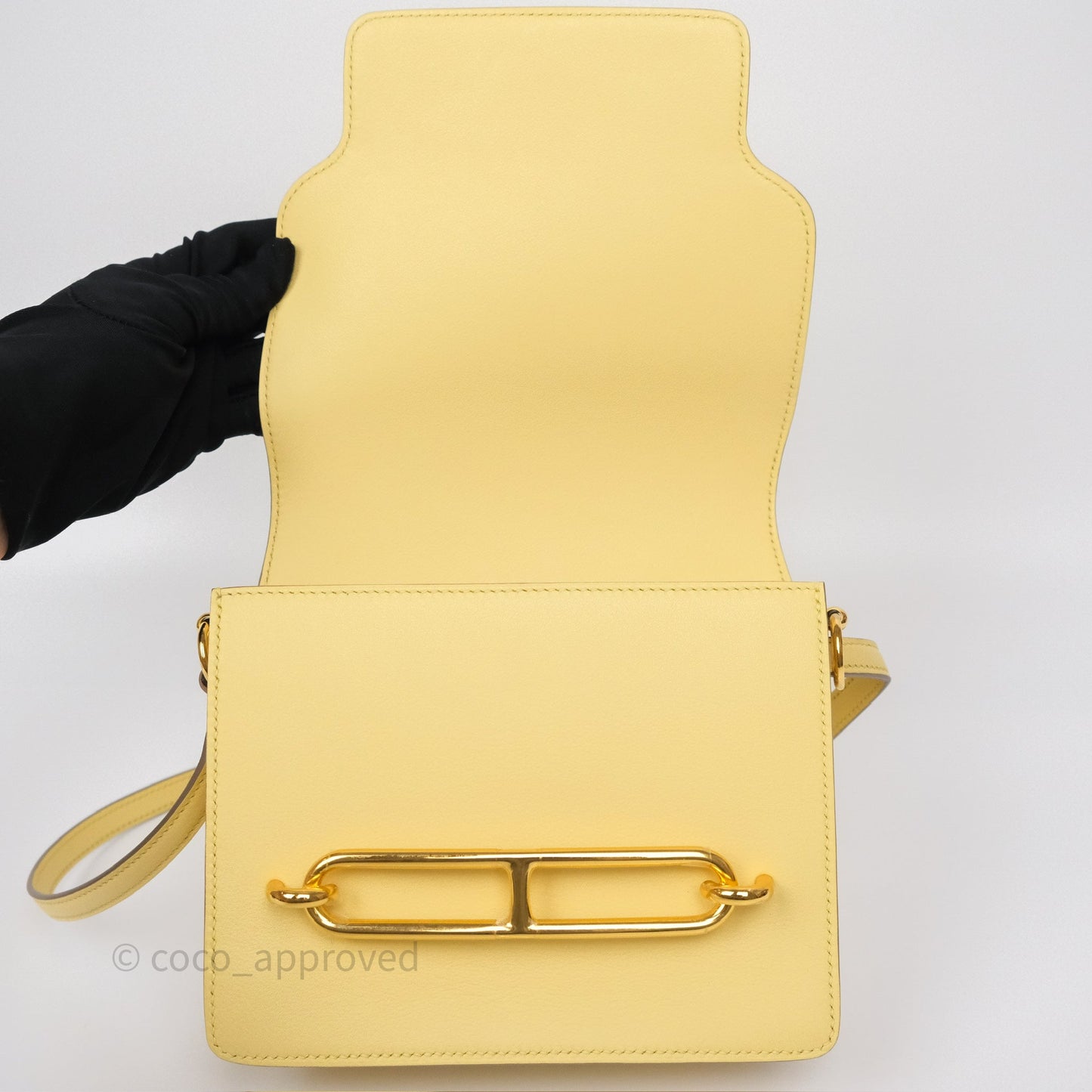 Hermès Roulis Mini 18 Jaune Poussin 1Z Swift Gold Hardware