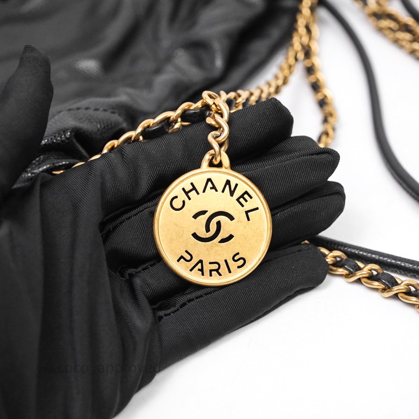 Chanel 22 Mini Black Caviar Aged Gold Hardware