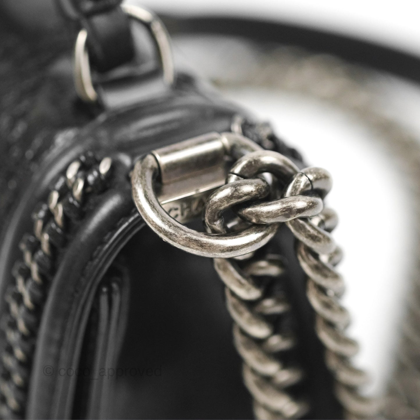Chanel Small Chain Around Top Handle Boy Black Calfskin Ruthenium Hardware