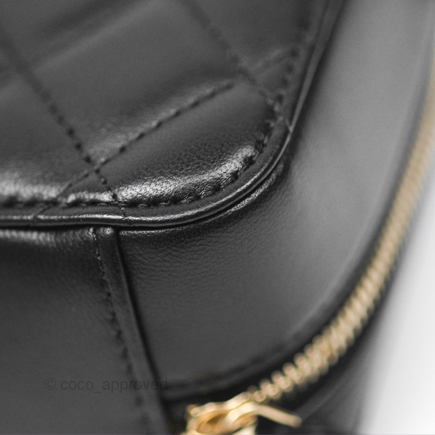 Chanel Pearl Crush Mini Camera Case Quilted Black Lambskin Aged Gold Hardware