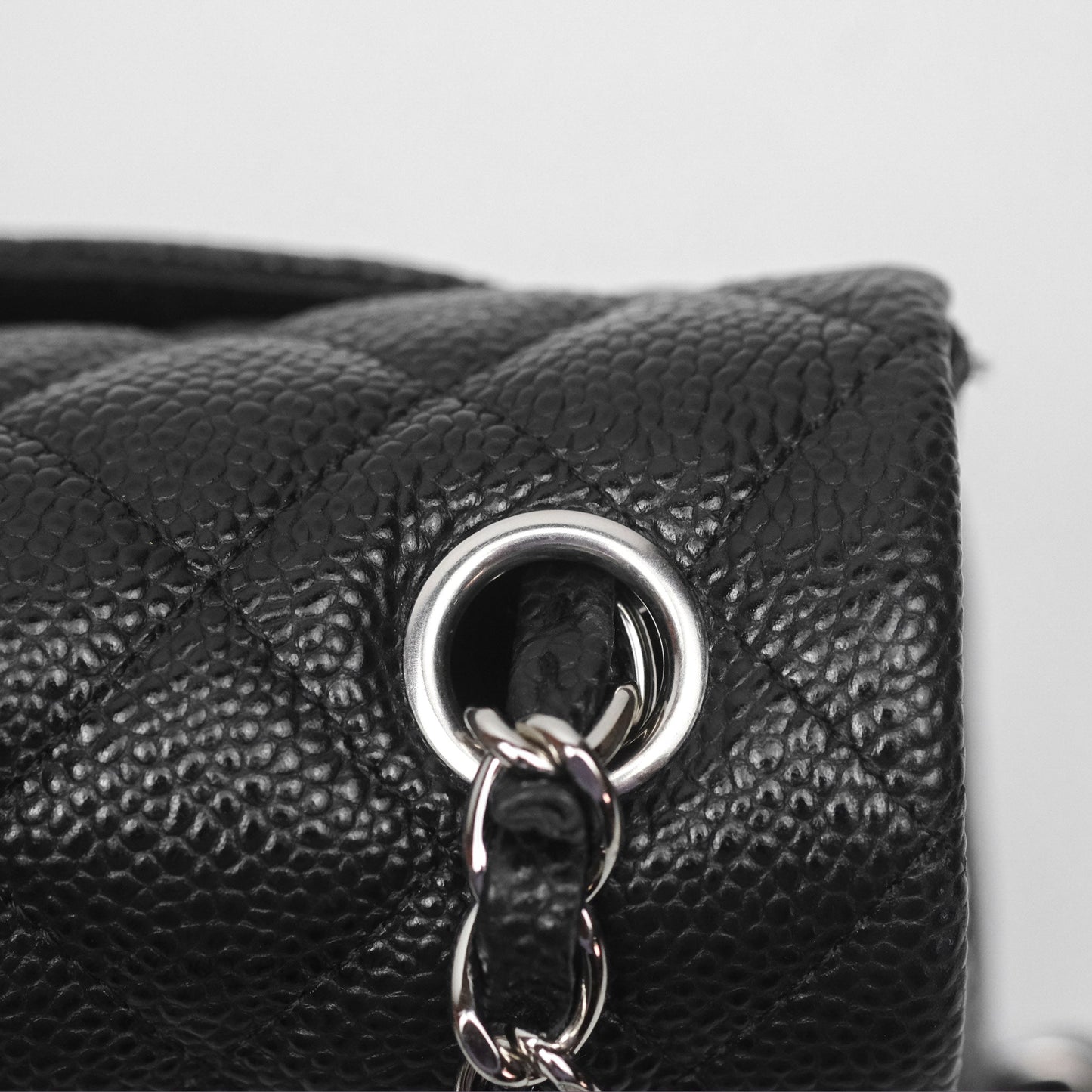 Chanel Mini Rectangular Flap Quilted Black Caviar Silver Hardware