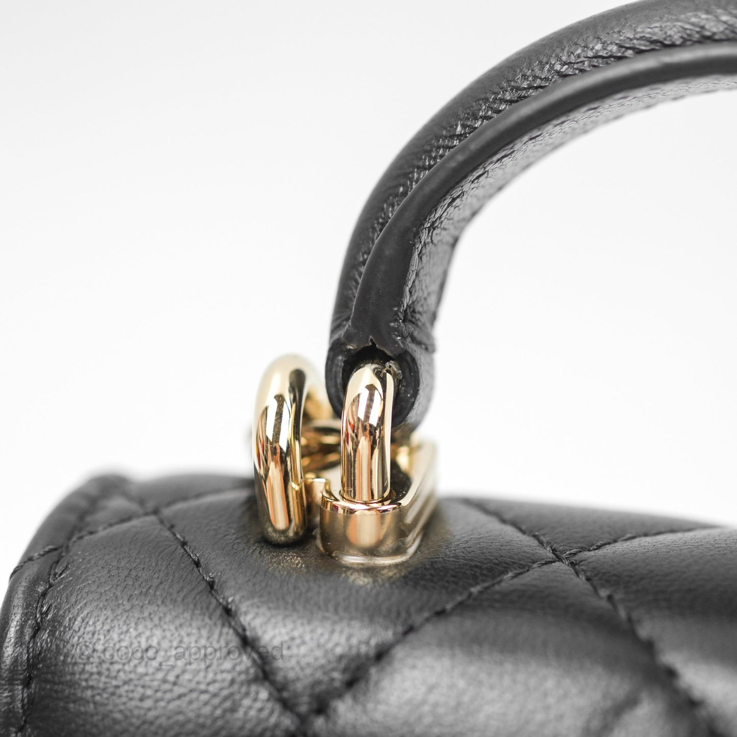 Chanel Mini Handle Clutch With Chain Black Lambskin Gold Hardware