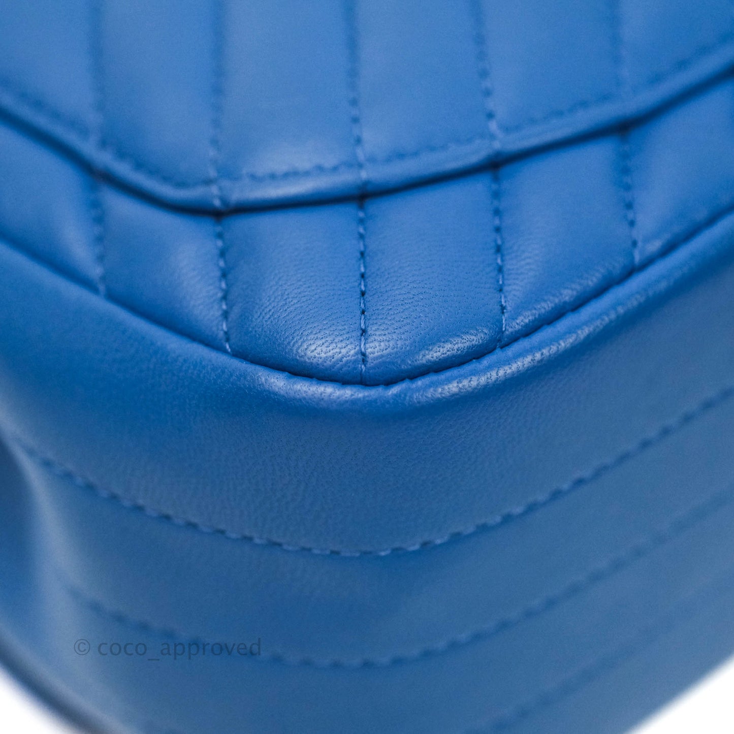 Chanel Mini Square Chevron Blue Lambskin Gold Hardware