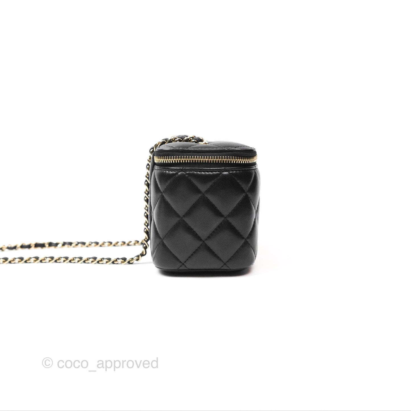 Chanel Vanity Rectangular with Chain Black Lambskin Gold Hardware
