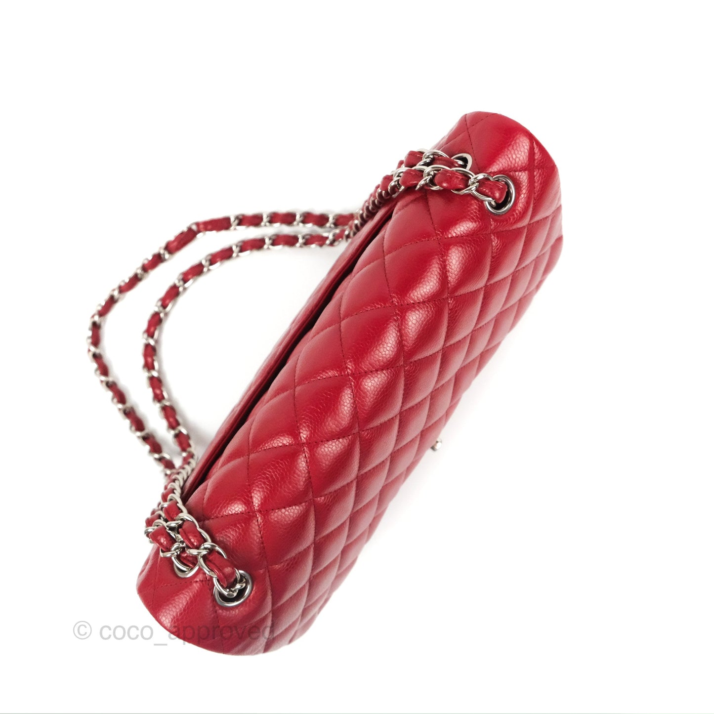 Chanel Jumbo Double Flap Red Caviar Silver Hardware⁣⁣