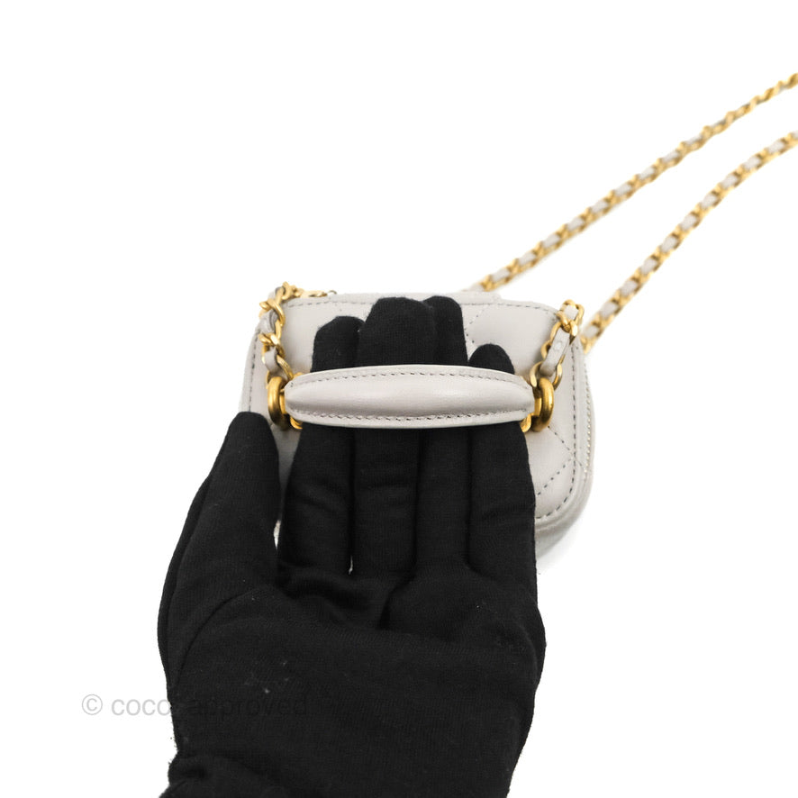 Chanel Mini Top Handle Vanity With Chain Grey Lambskin Aged Gold Hardware