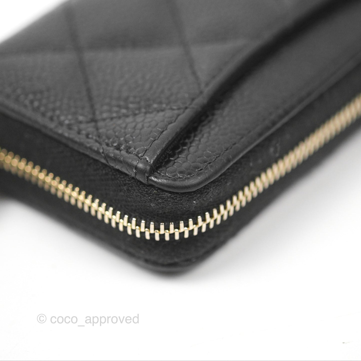 Chanel Quilted Zip Card Holder Black Caviar Gold Hardware