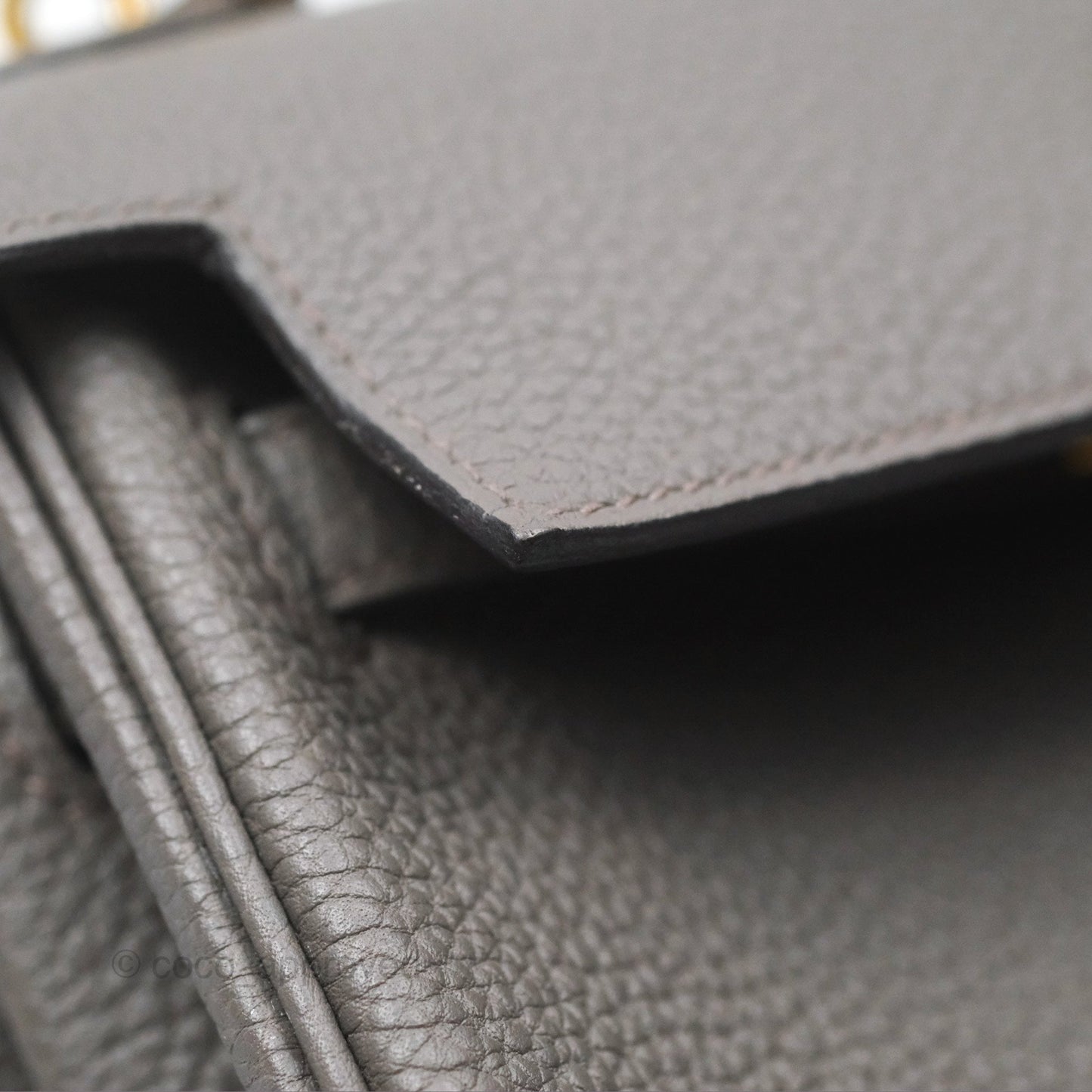 Hermès Retourne Kelly 25 Gris Etain 8F Togo Gold Hardware