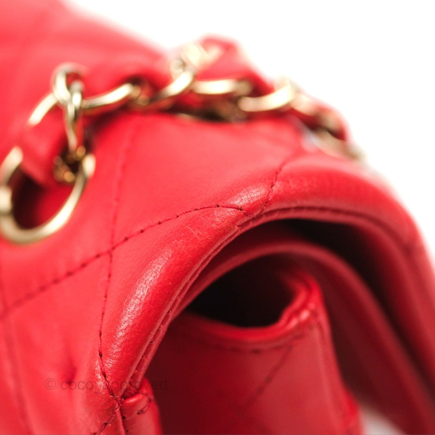 Chanel Classic M/L Medium Flap Quilted Red Lambskin Gold Hardware