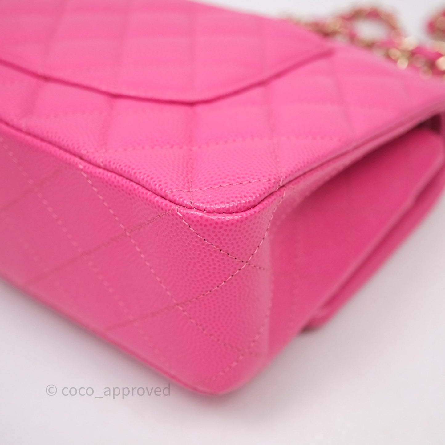 Chanel Classic M/L Medium Flap Quilted Hot Pink Caviar Gold Hardware
