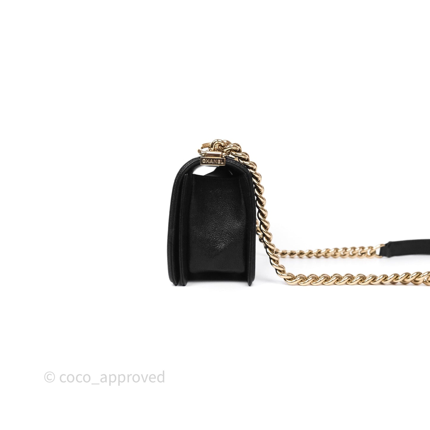 Chanel Small Boy Chevron Black Caviar Gold Hardware