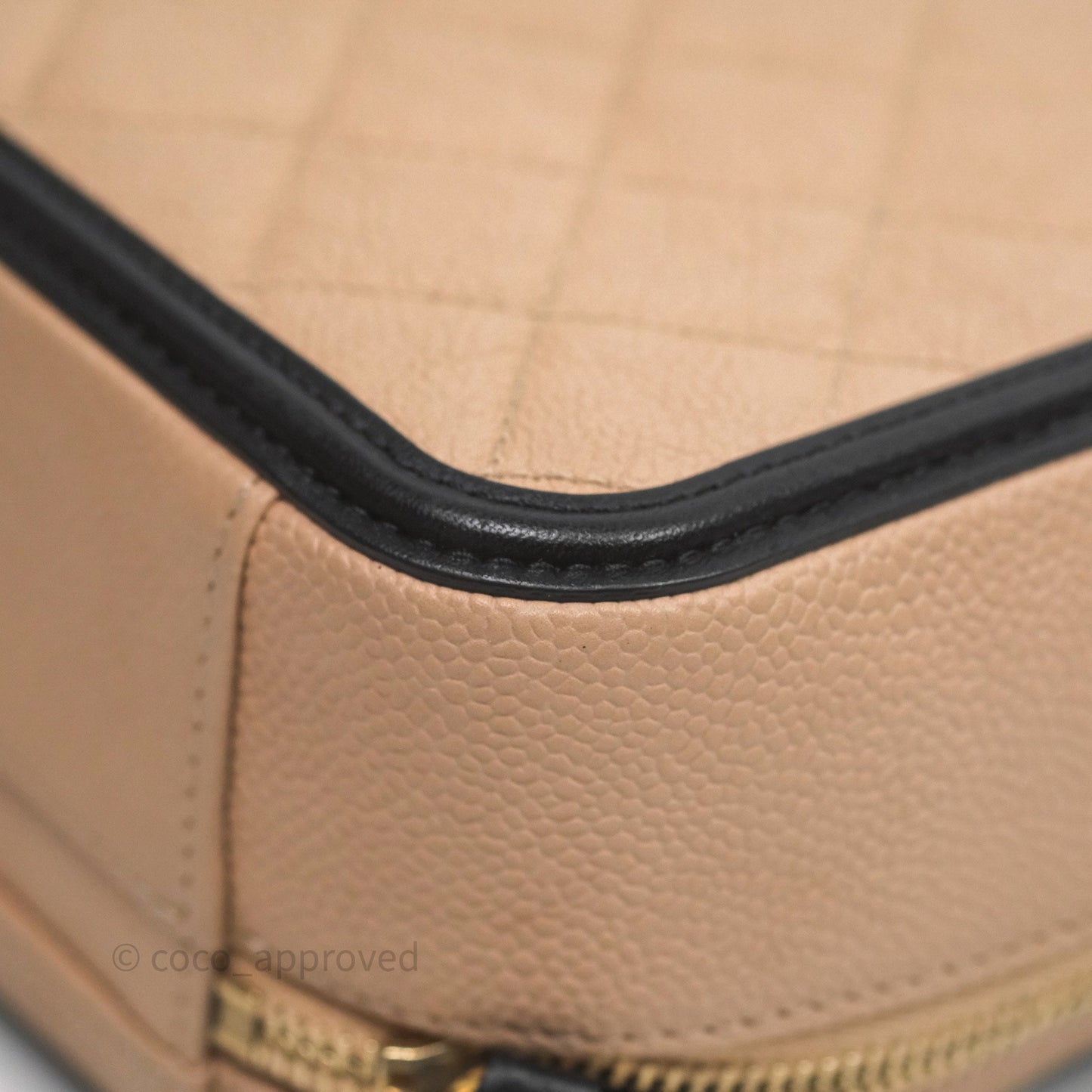 Chanel Medium CC Filigree Vanity Case Quilted Beige Black Caviar