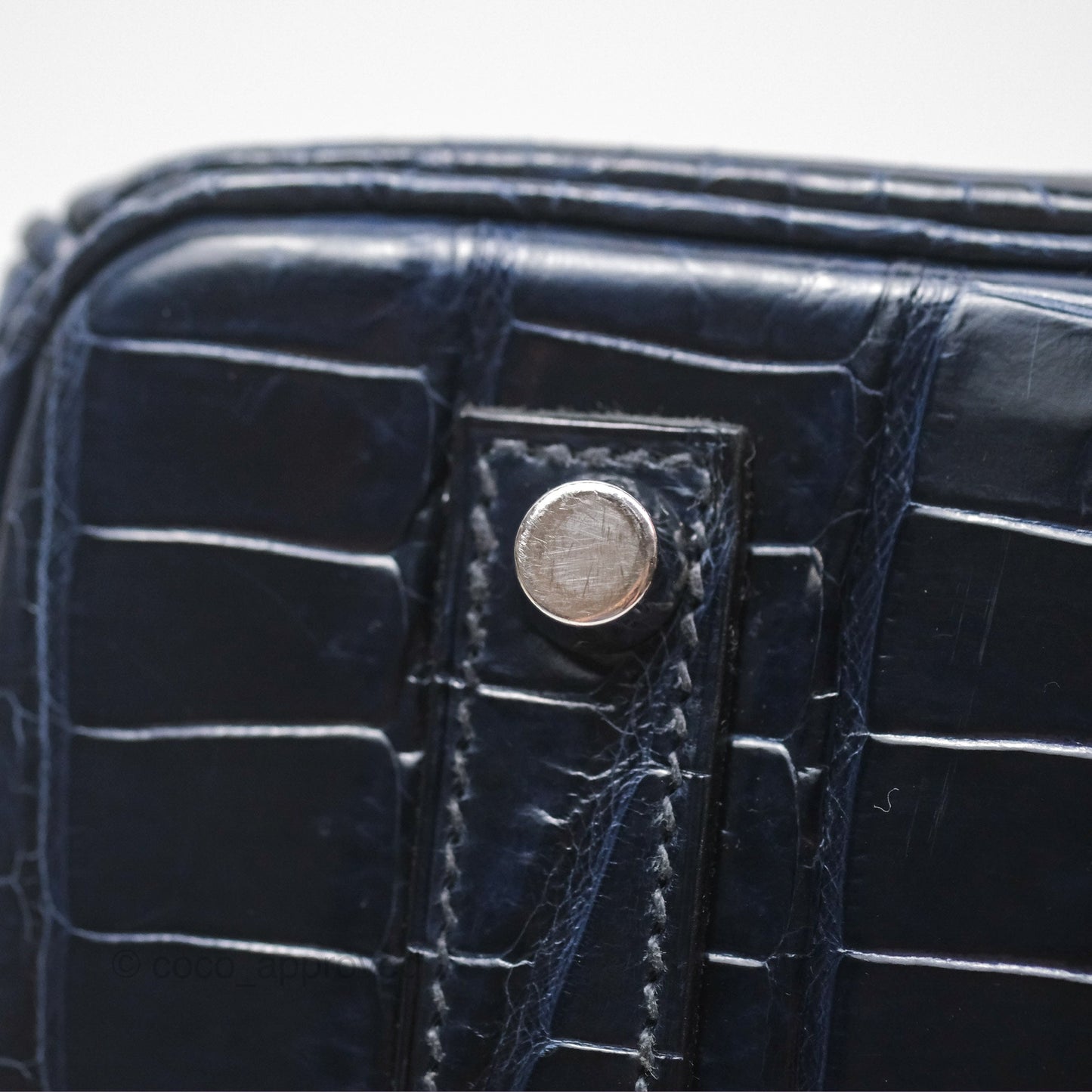 Hermès Birkin 35 Porosus Marine 78 Palladium Hardware