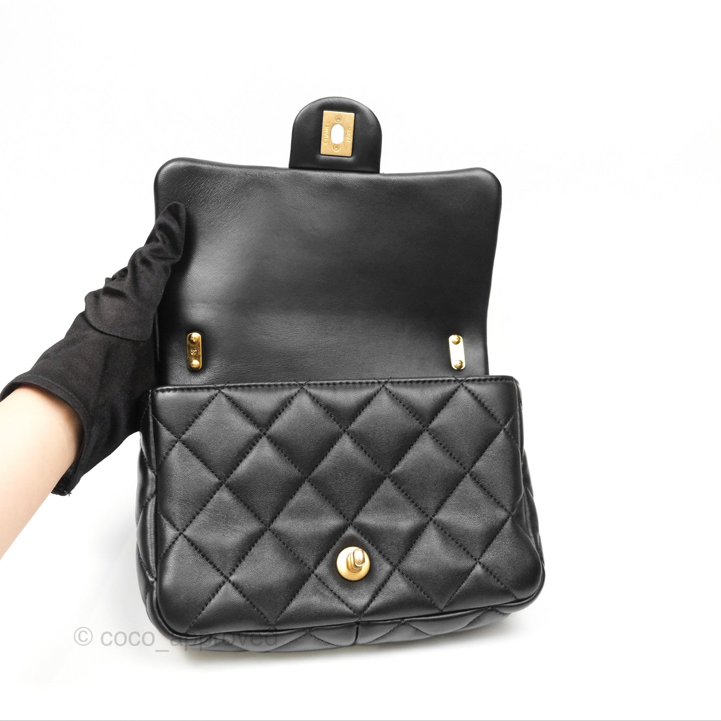 Chanel Small Funky Town Black Lambskin Aged Gold Hardware