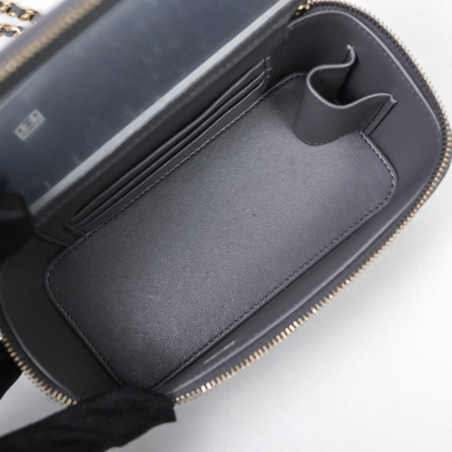 Chanel Vanity Rectangular Top Handle Grey Lambskin Gold Hardware