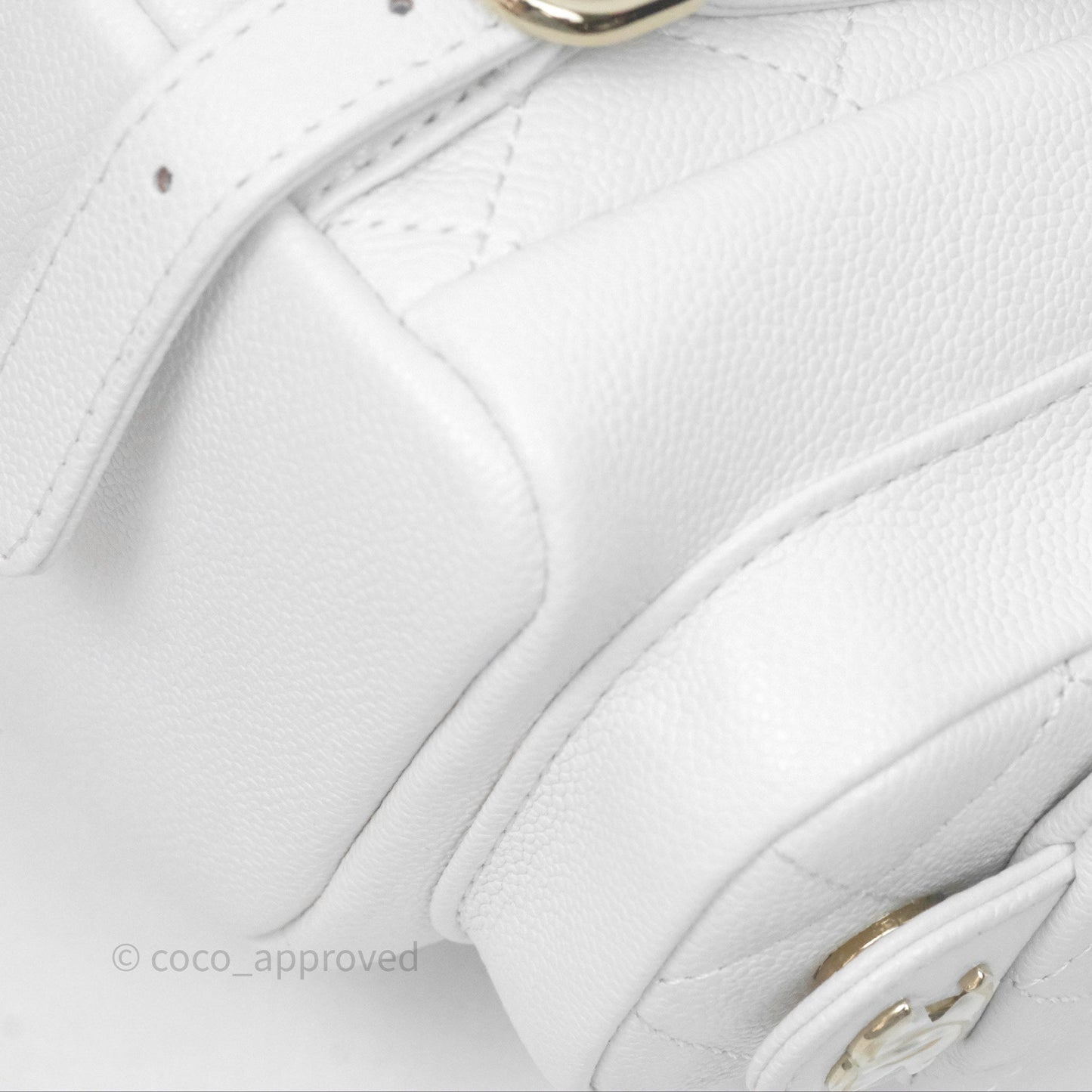 Chanel Small Duma Backpack White Caviar Gold Hardware