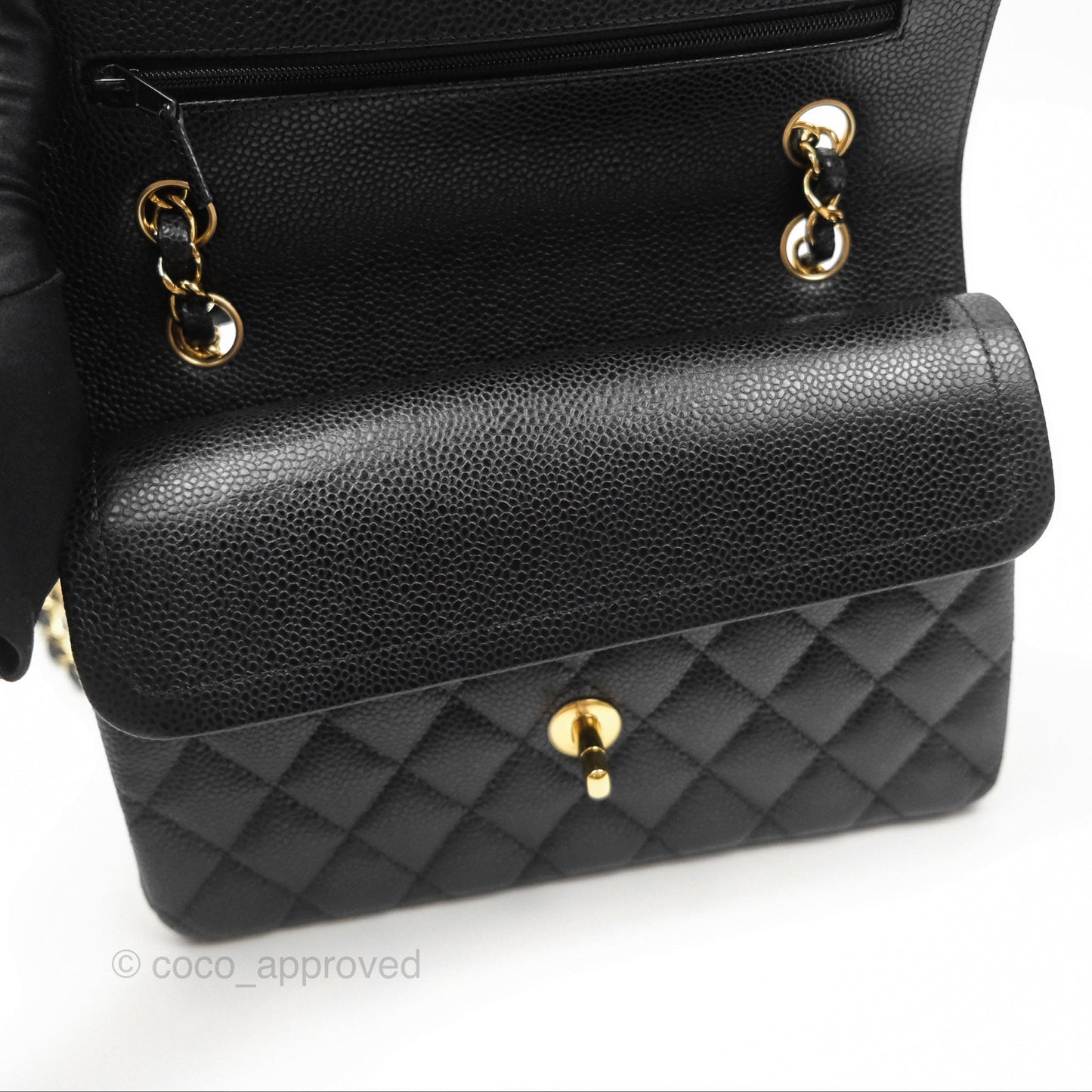 Chanel Small Classic Quilted Flap Black Caviar Gold Hardware