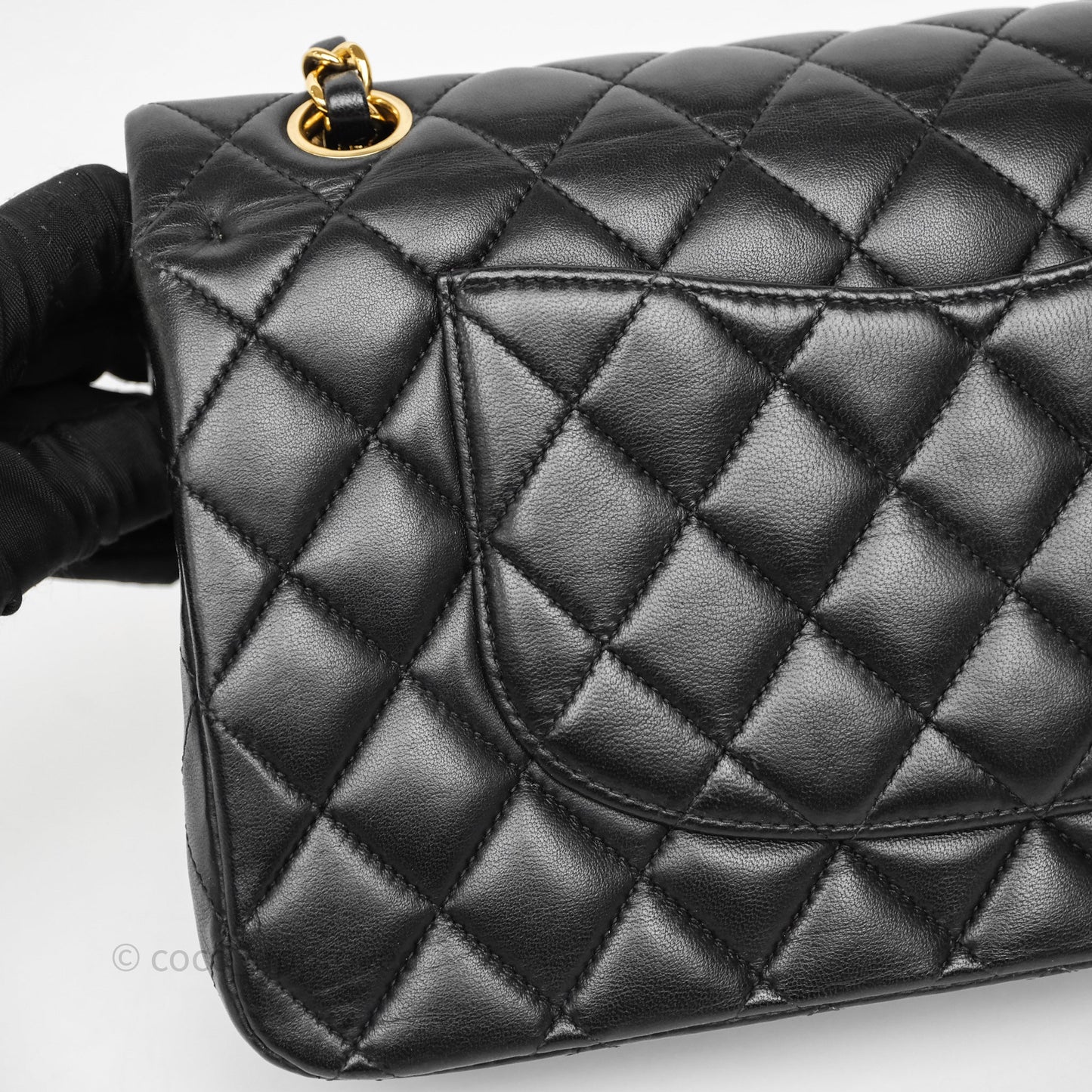 Chanel Quilted Classic M/L Medium Flap  Black Lambskin Gold Hardware