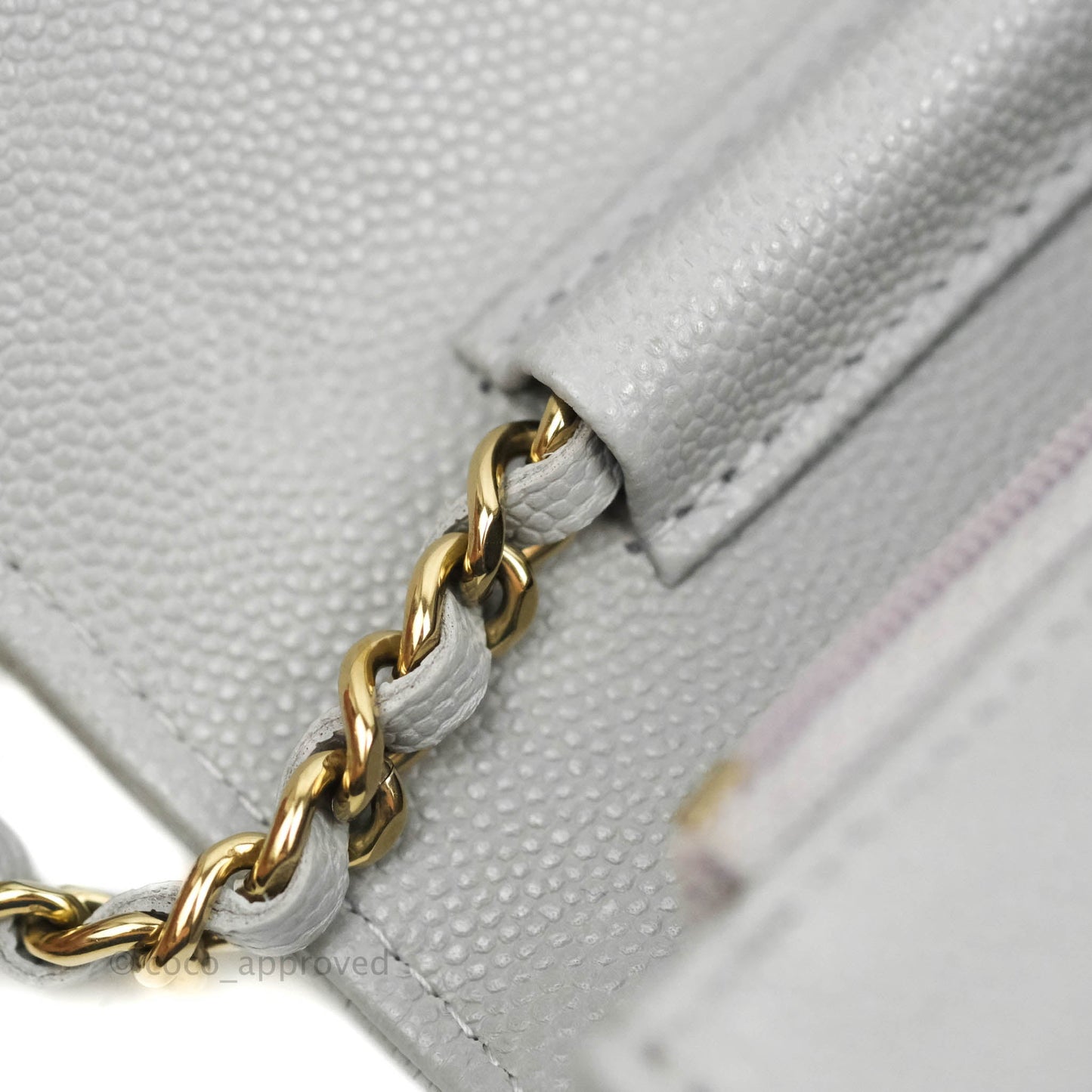 Chanel Classic Quilted Wallet on Chain WOC Grey Caviar Gold Hardware 21A