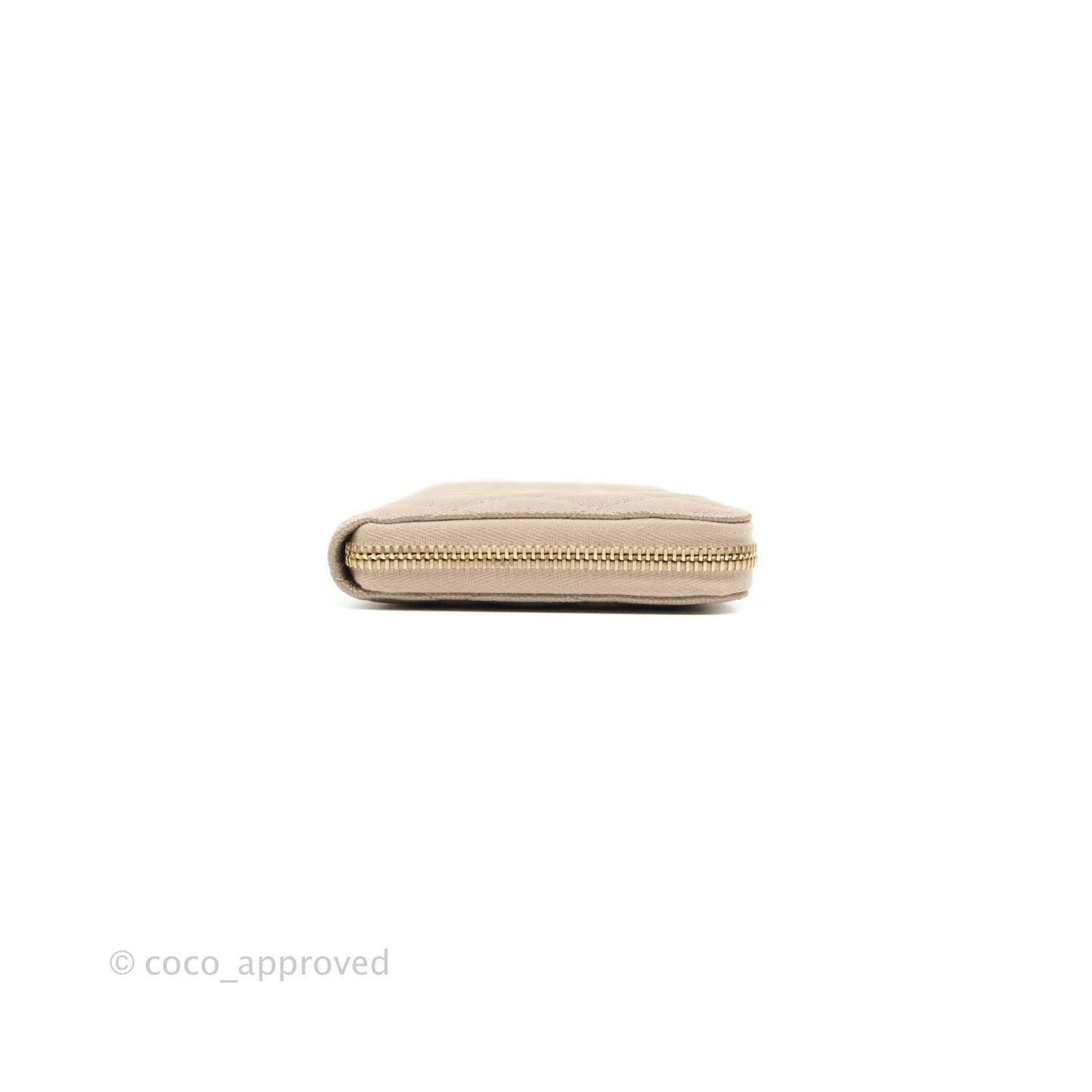Chanel Quilted Zip Around Long Wallet Iridescent Beige Caviar Gold Hardware 19S