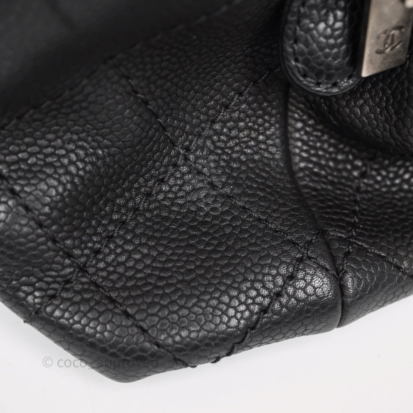 Chanel Quilted Shopping Tote Black Caviar Ruthenium Hardware