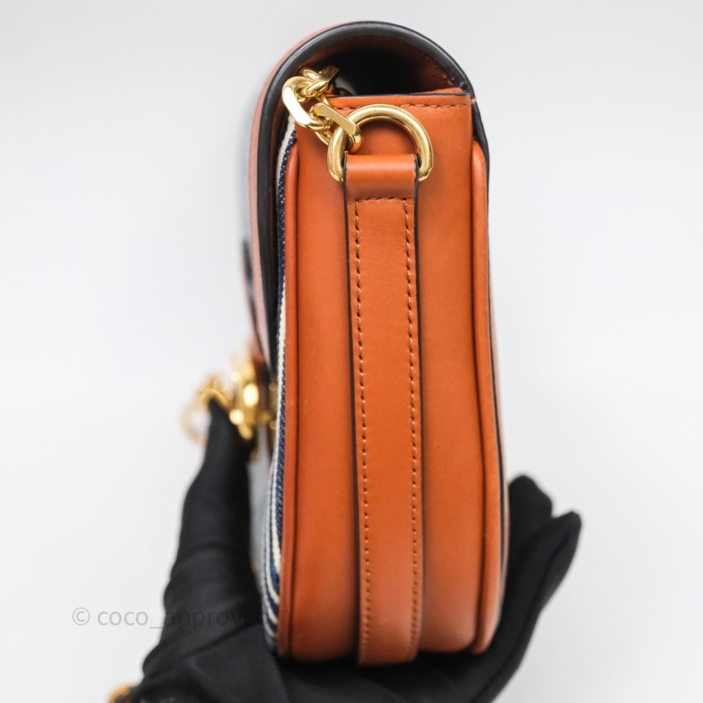 Celine Medium Chain Maillon Triomphe Canvas Tan Calfskin
