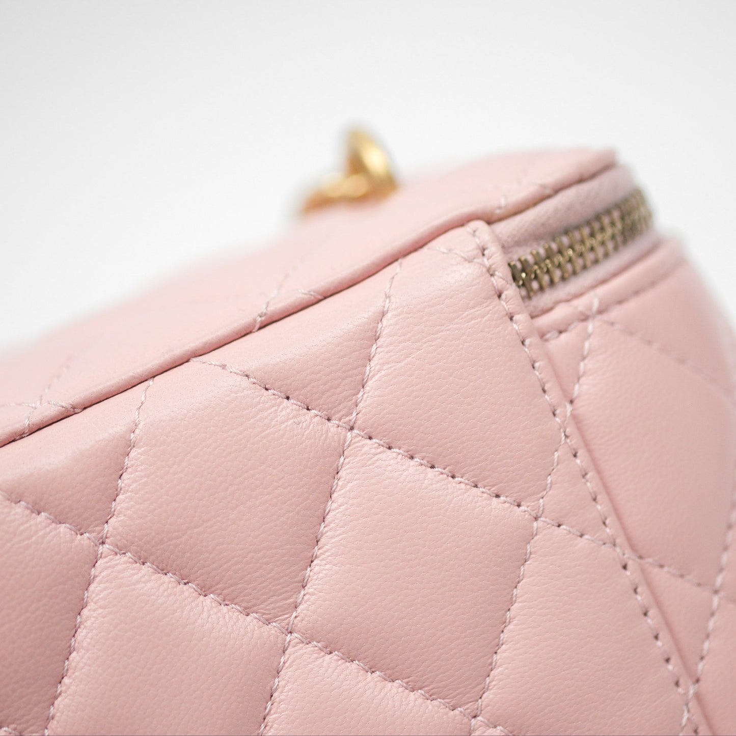 Chanel Quilted Vanity Rectangular with Camellia Adjustable Chain Pink Lambskin 23S