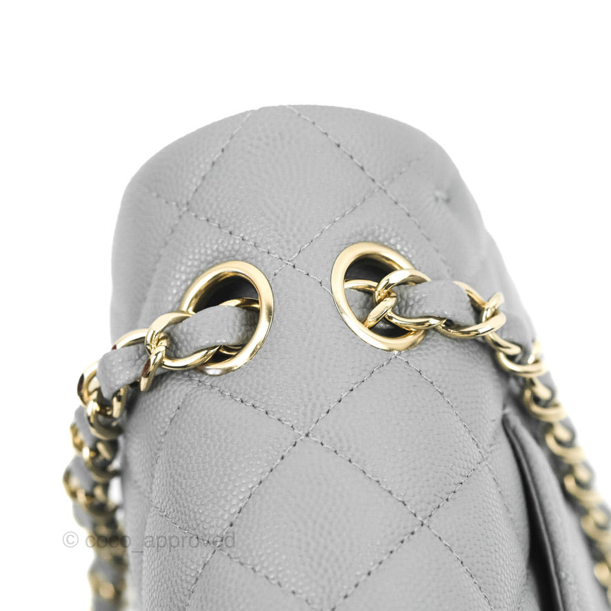 Chanel Classic M/L Medium Flap Quilted Grey Caviar Gold Hardware