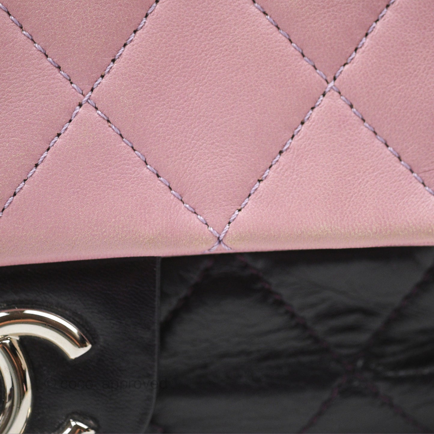 Chanel Medium Bicolor CC Chain Flap Pink/Black Lambskin Silver Hardware