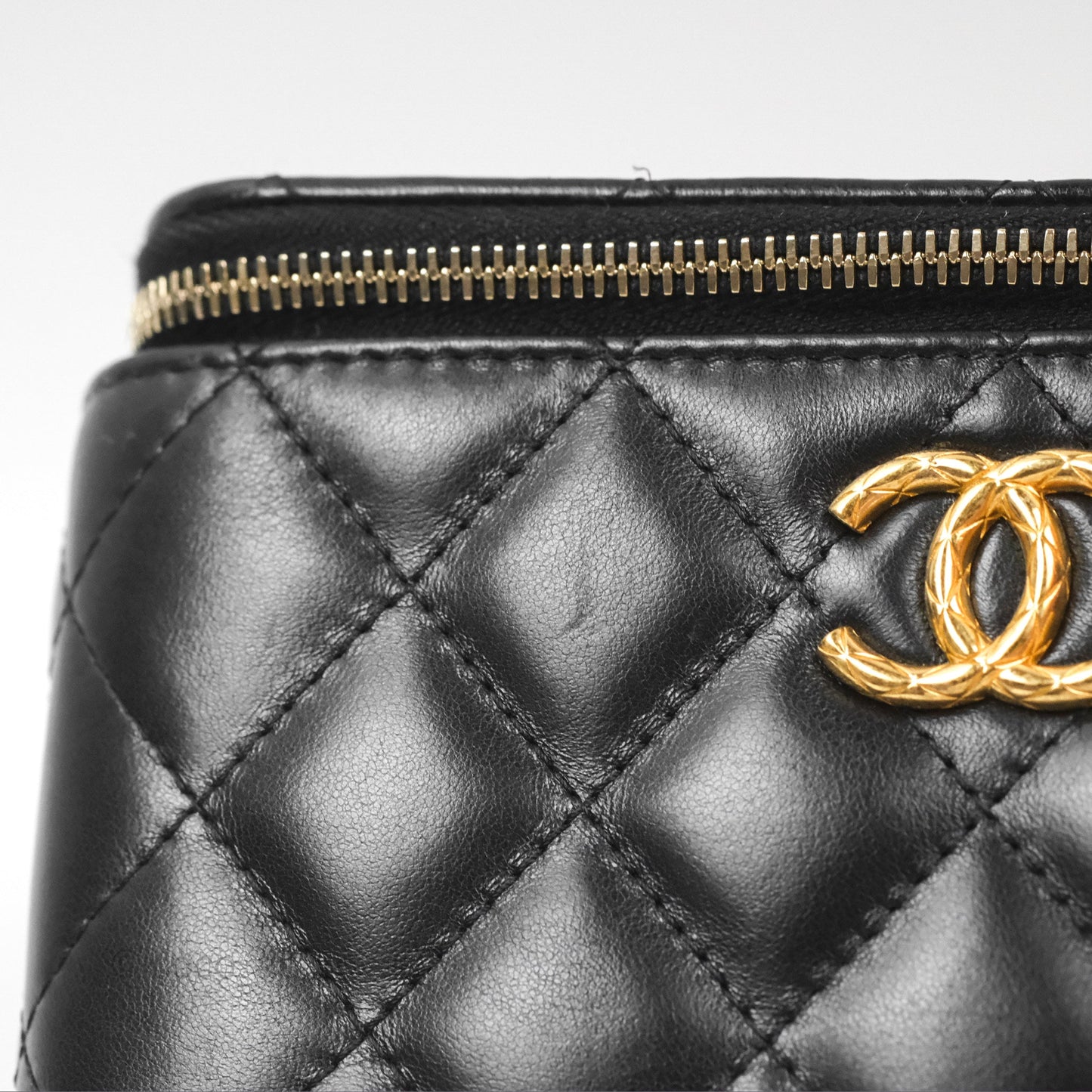 Chanel All Slide Vanity with Adjustable Chain Black Lambskin Aged Gold Hardware