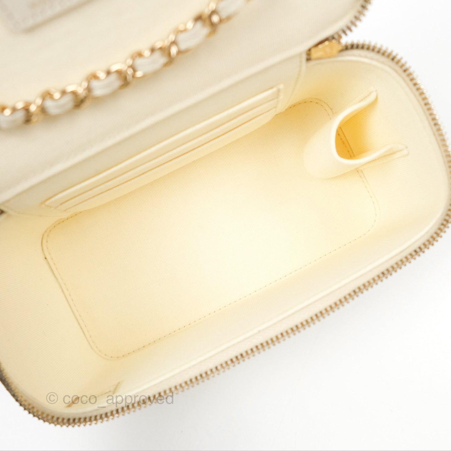 Chanel Classic Vanity With Chain Ivory Caviar Gold Hardware