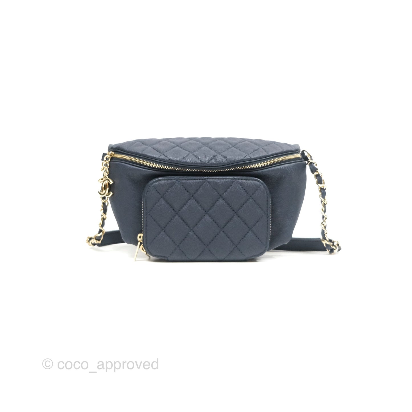 Chanel Business Affinity Waist Belt Bag Navy Caviar Gold Hardware