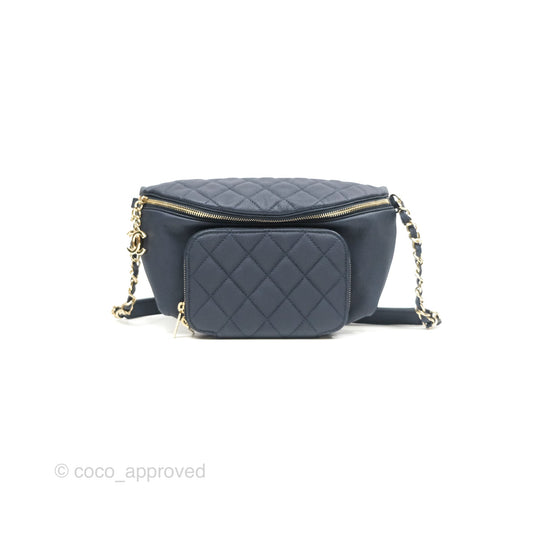 Chanel Business Affinity Waist Belt Bag Navy Caviar Gold Hardware