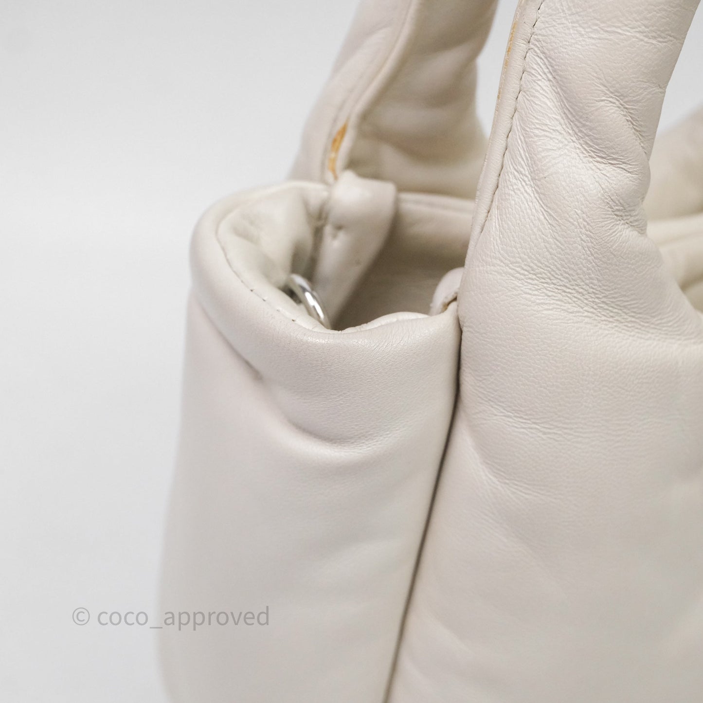 Prada Soft Tote Bag Ivory Silver Hardware