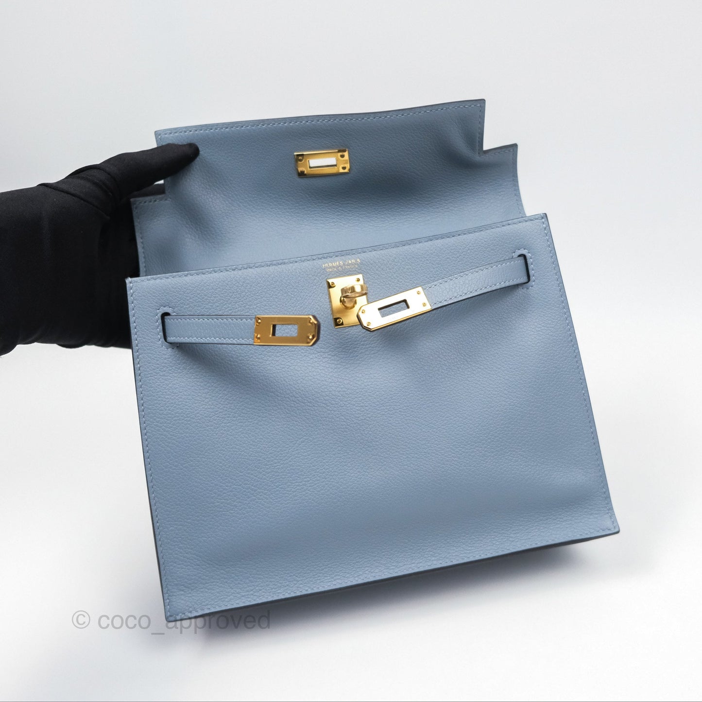 Hermès Kelly Danse II Bag Blue Lin J7 Evercolor Gold Hardware