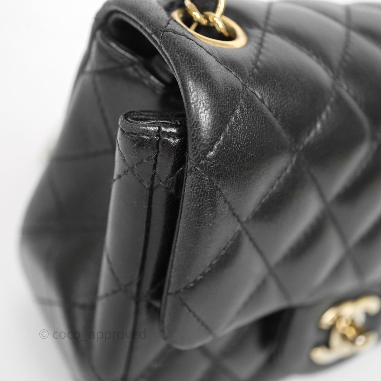 Chanel Mini Square Quilted Black Lambskin Gold Hardware